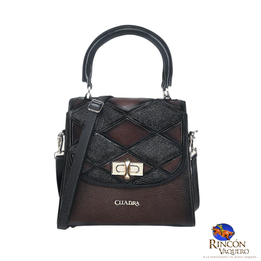 Bolso de mano en piel genuina de mantarraya para dama