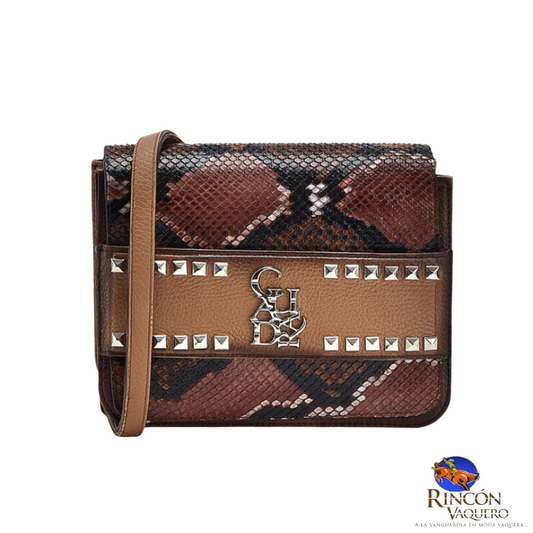 Crossbody en piel genuina de pitón para dama