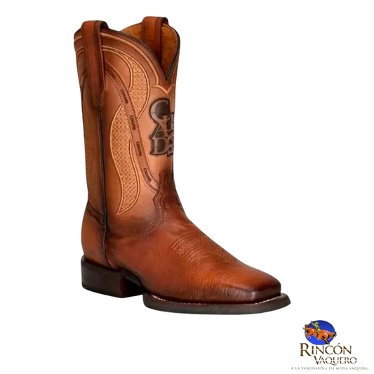 Bota rodeo en piel genuina de panza de avestruz para caballero