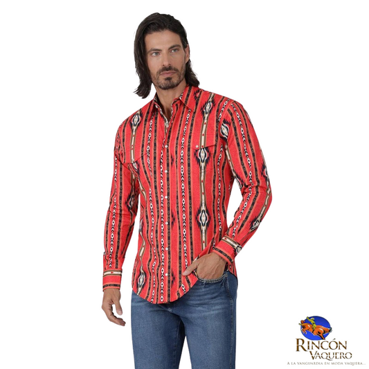 Camisa Vaquera Wrangler Hombre Checotah Regular Manga Larga 717