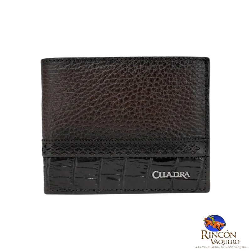 Billetera Cuadra en Piel Genuina de Niloticus Negro