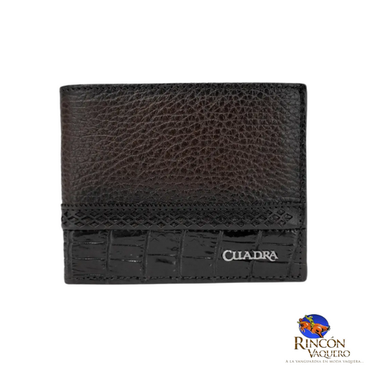 Billetera Cuadra en Piel Genuina de Niloticus Negro