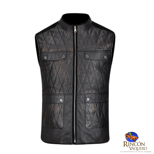 Chaleco reversible en piel genuina de ovino para caballero