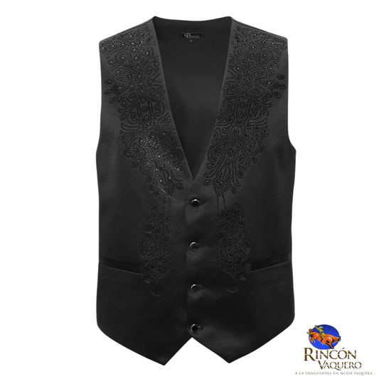 Chaleco para caballero elegante brillo NEGRO/NEGRO