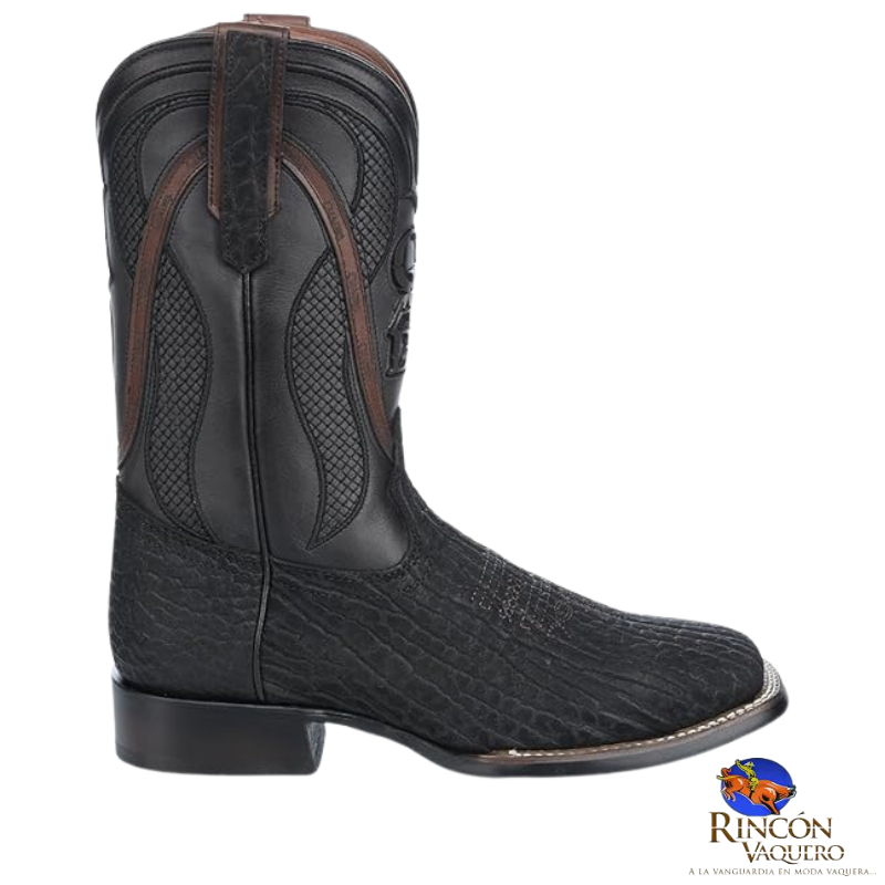 Bota rodeo en piel genuina de cuello de toro para caballero