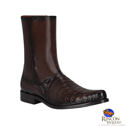 Bota de vestir en piel genuina de caimán para caballero