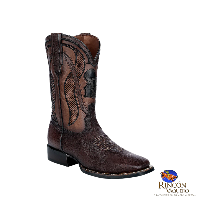 Bota rodeo en piel genuina de panza de avestruz para caballero