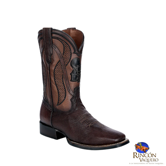 Bota rodeo en piel genuina de panza de avestruz para caballero