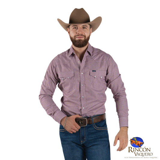 Camisa Wrangler caballero estampado vino 571