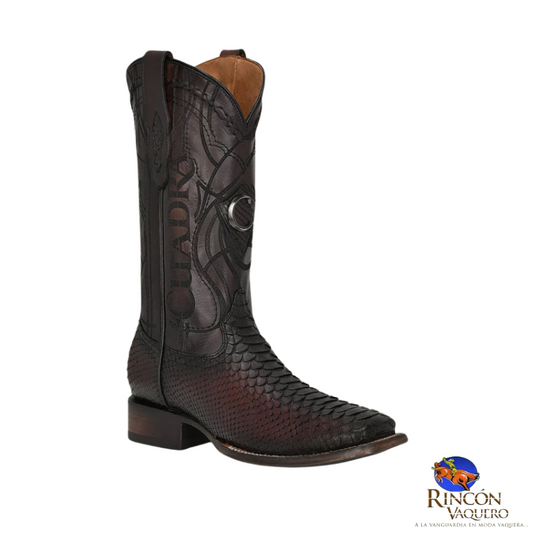 Bota rodeo en piel genuina de pitón para caballero