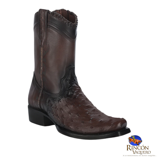 Bota casual en piel genuina de avestruz para caballero