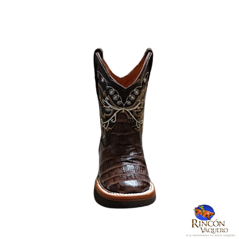 Bota rodeo para niño con grabado cocodrilo