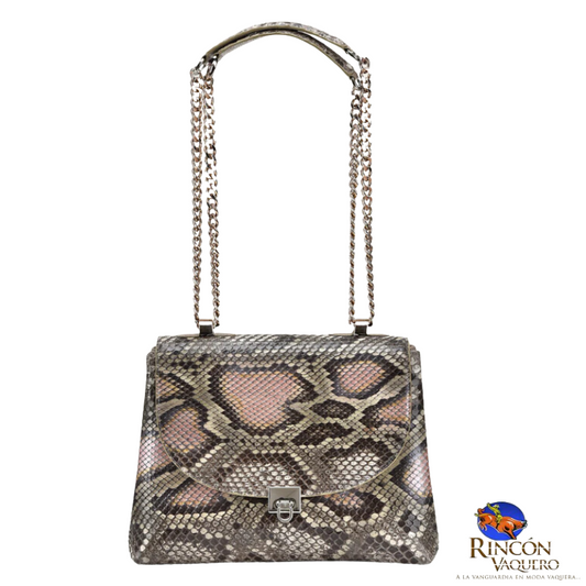 Crossbody en piel genuina de pitón para dama