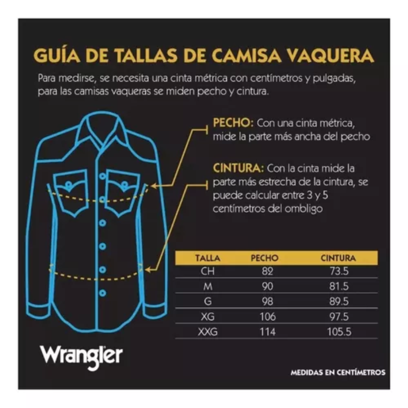 Camisa vaquera Wrangler caballero regular manga larga 951