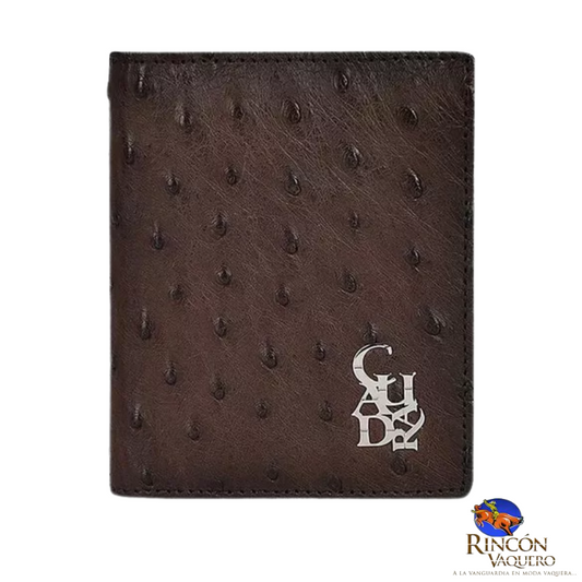 Billetera Para Caballero En Piel Genuina de Avestruz Chocolate
