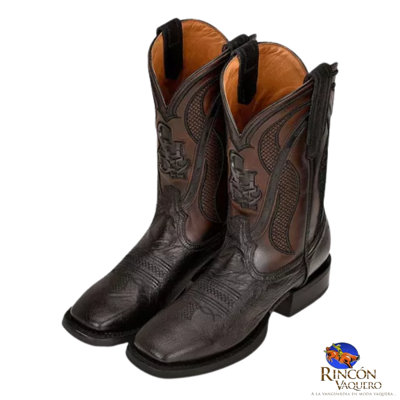 Bota rodeo en piel genuina de panza de avestruz para caballero