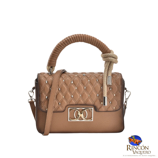Bolso elegante de piel café claro hecho a mano
