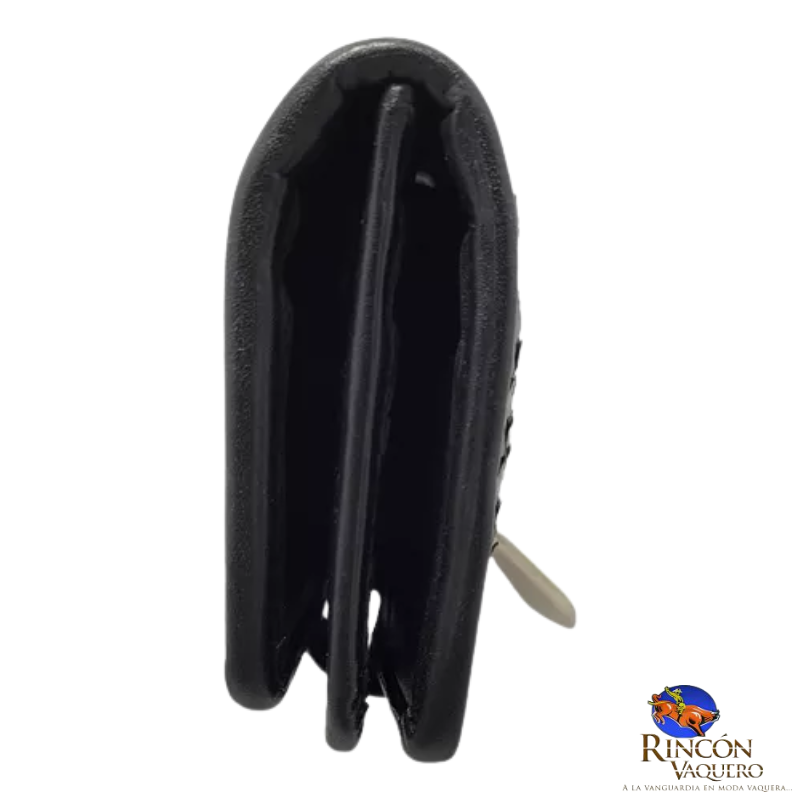 Cartera en piel genuina de pitón en color negro para dama