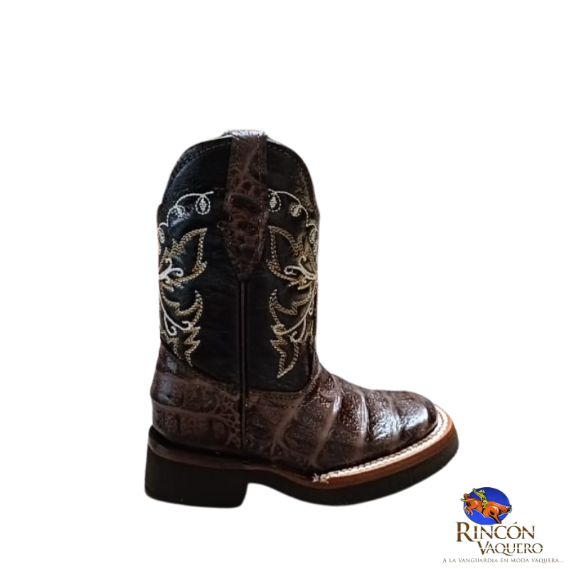 Bota rodeo para niño con grabado cocodrilo