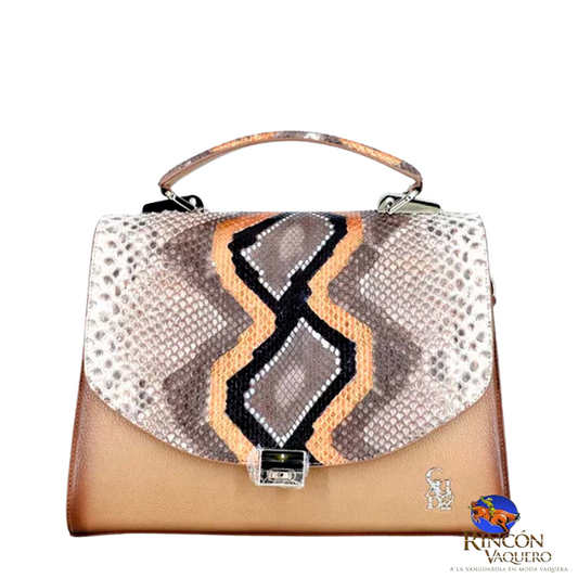 Bolsa Cuadra en Piel Genuina de Pitón