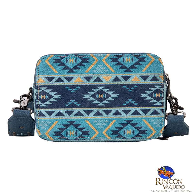 Bolso bandolera Wrangler con estampado azteca y compartimento para billetera