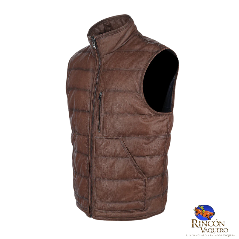 Chaleco reversible en piel genuina de ovino para caballero