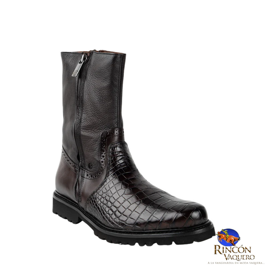 Bota de vestir en piel genuina de alligator para caballero