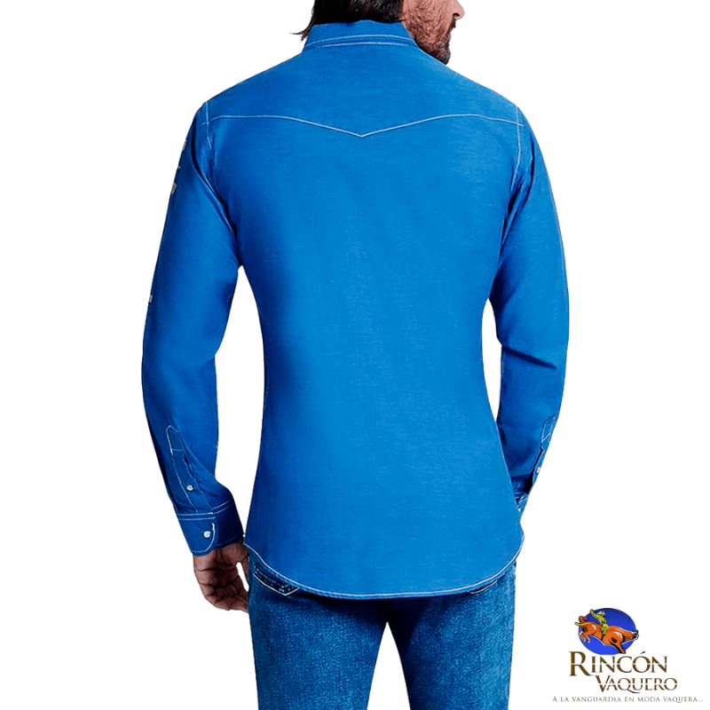 Camisa Vaquera Wrangler caballero 20 Logos Slim Manga Larga 942