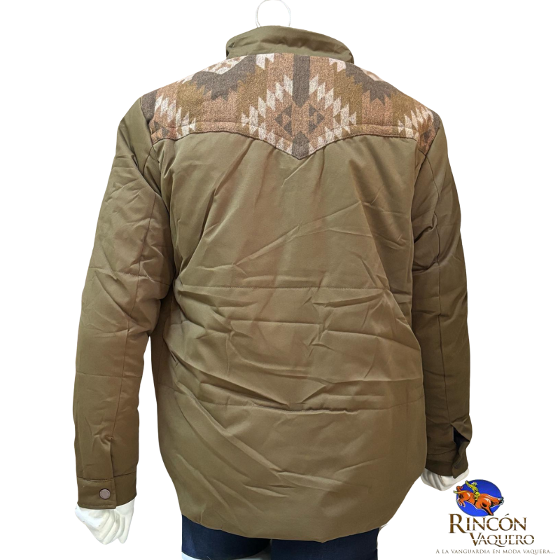 Chamarra acolchado azteca beige para caballero