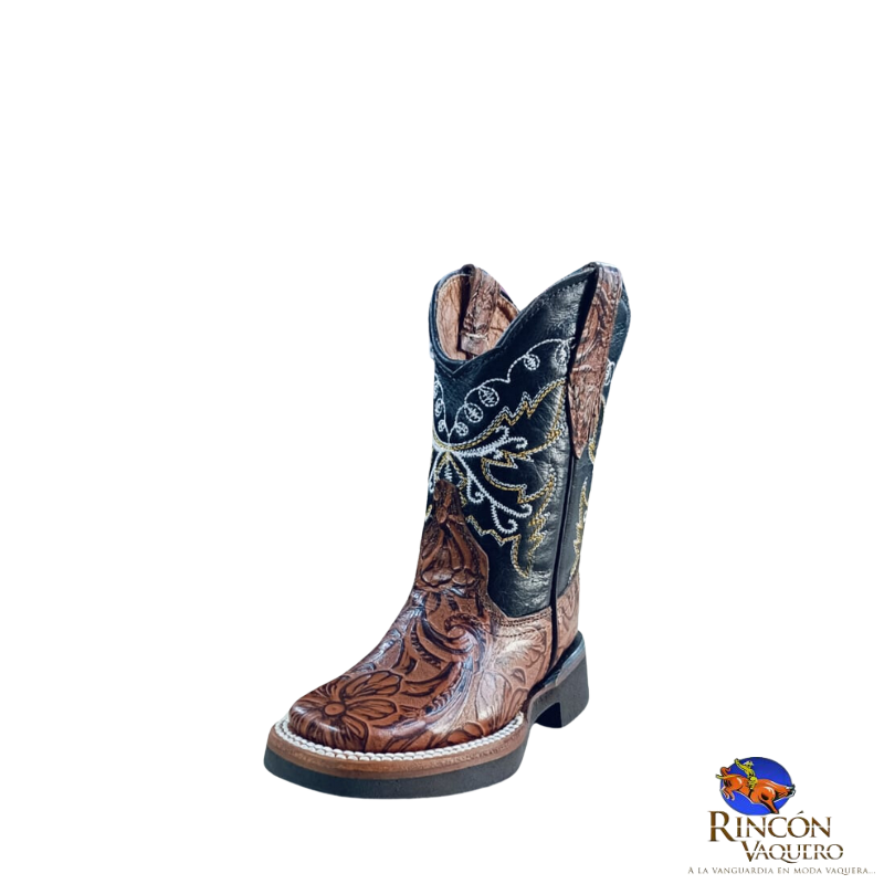 Bota para niño con grabado floreado