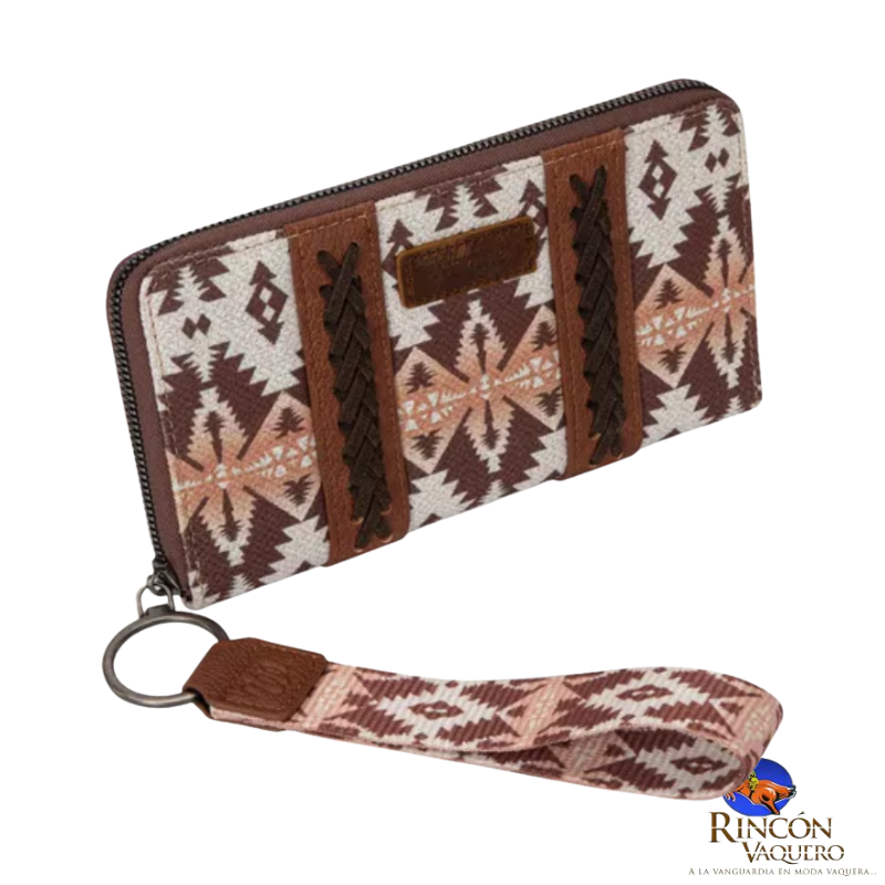 Cartera con estampado artístico Wrangler Southwestern, color beige