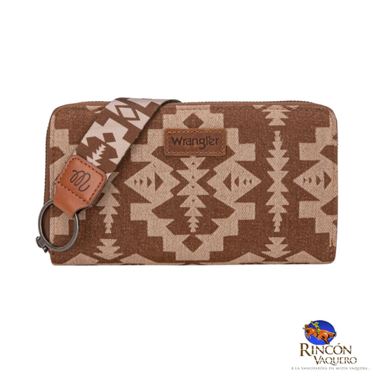 Cartera con estampado artístico Wrangler Southwestern - Marrón