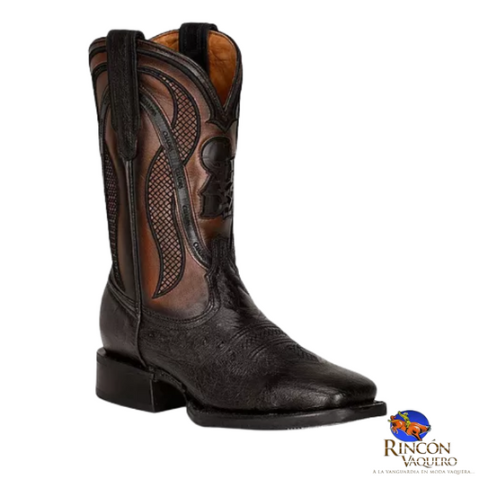 Bota rodeo en piel genuina de panza de avestruz para caballero