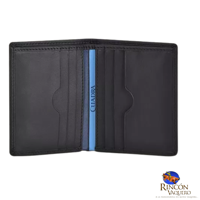 Billetera Compacta Para Caballero En Piel Genuina Negro