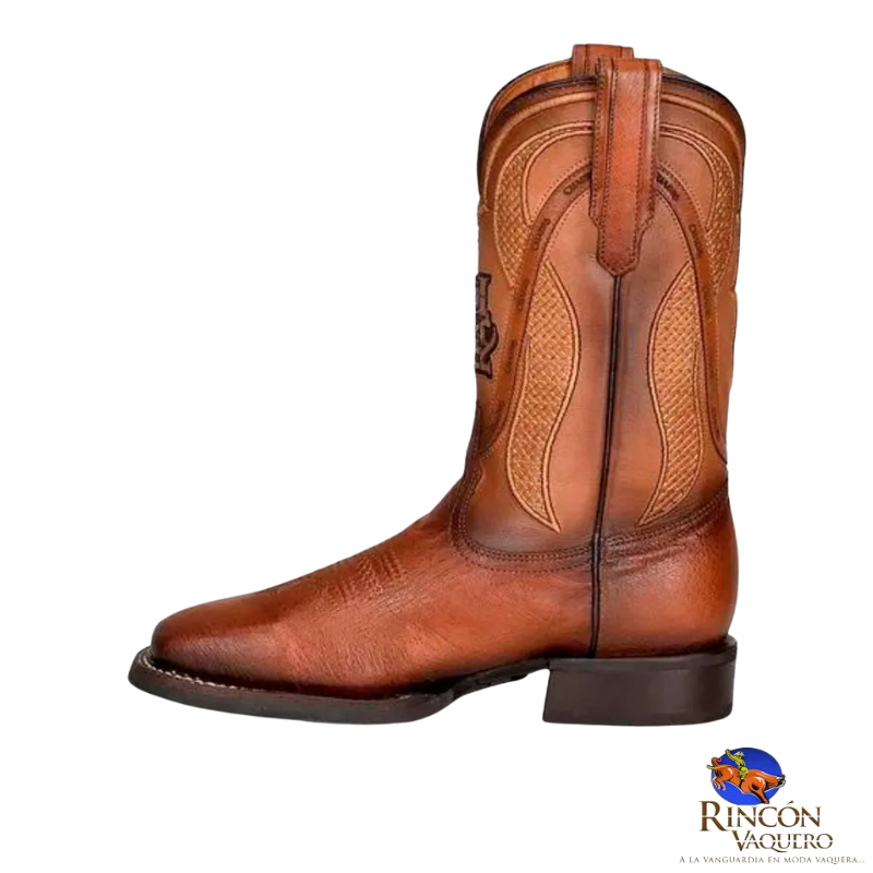 Bota rodeo en piel genuina de panza de avestruz para caballero