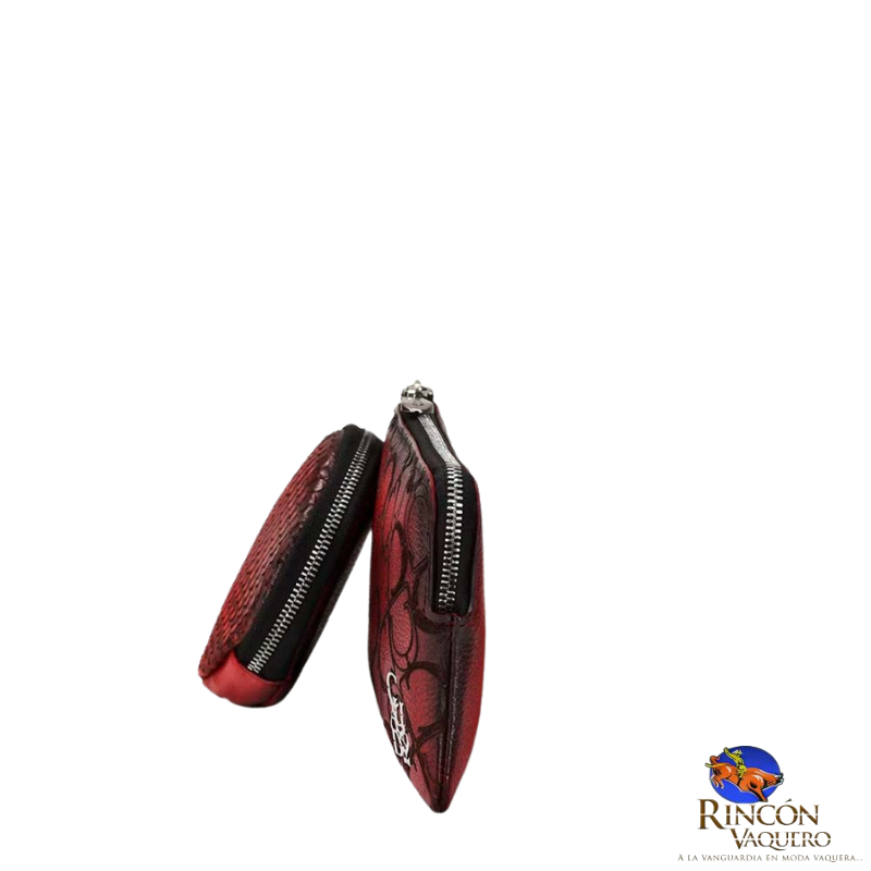 Cartera Cuadra en piel genuina de Pitón Belly Rojo