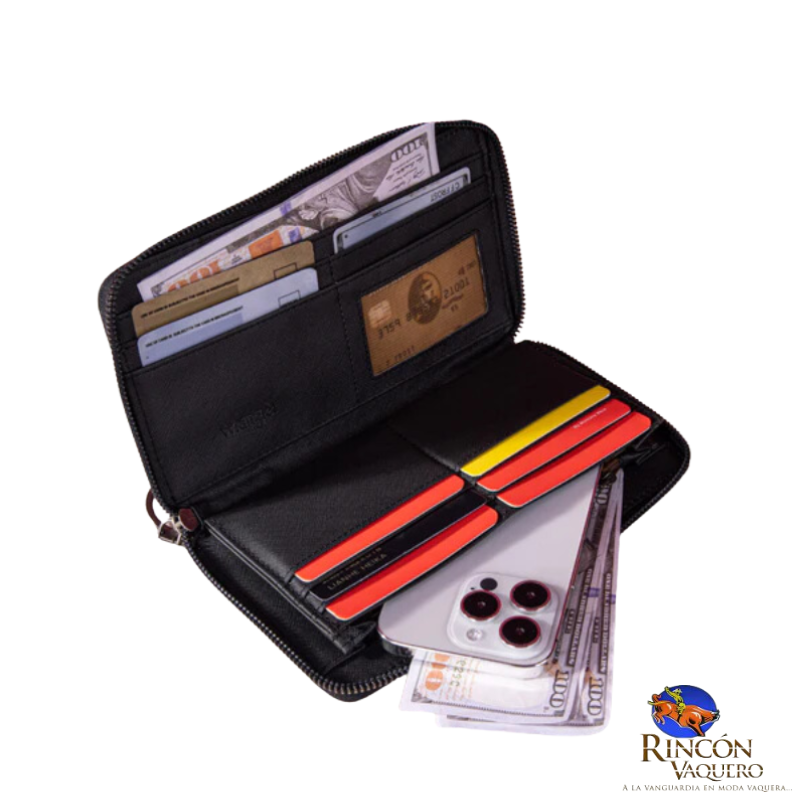 Cartera Wrangler con estampado artístico Southwestern- Negra