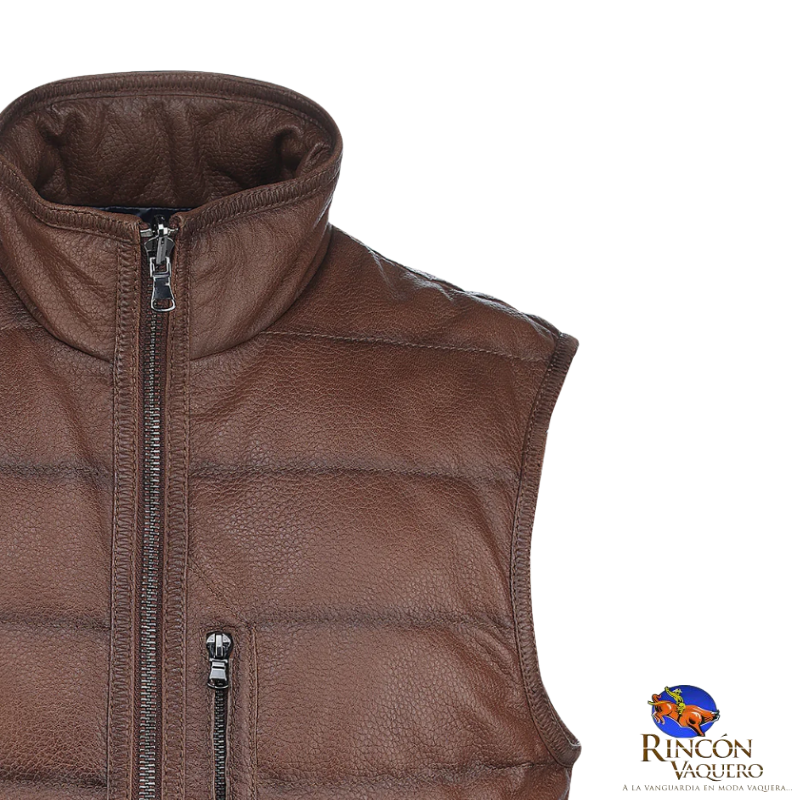 Chaleco reversible en piel genuina de ovino para caballero