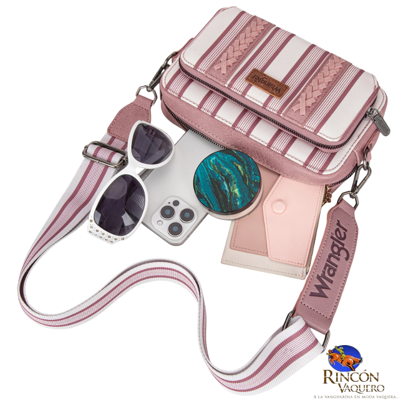 Bolso bandolera Wrangler con estampado retro y compartimento para billetera