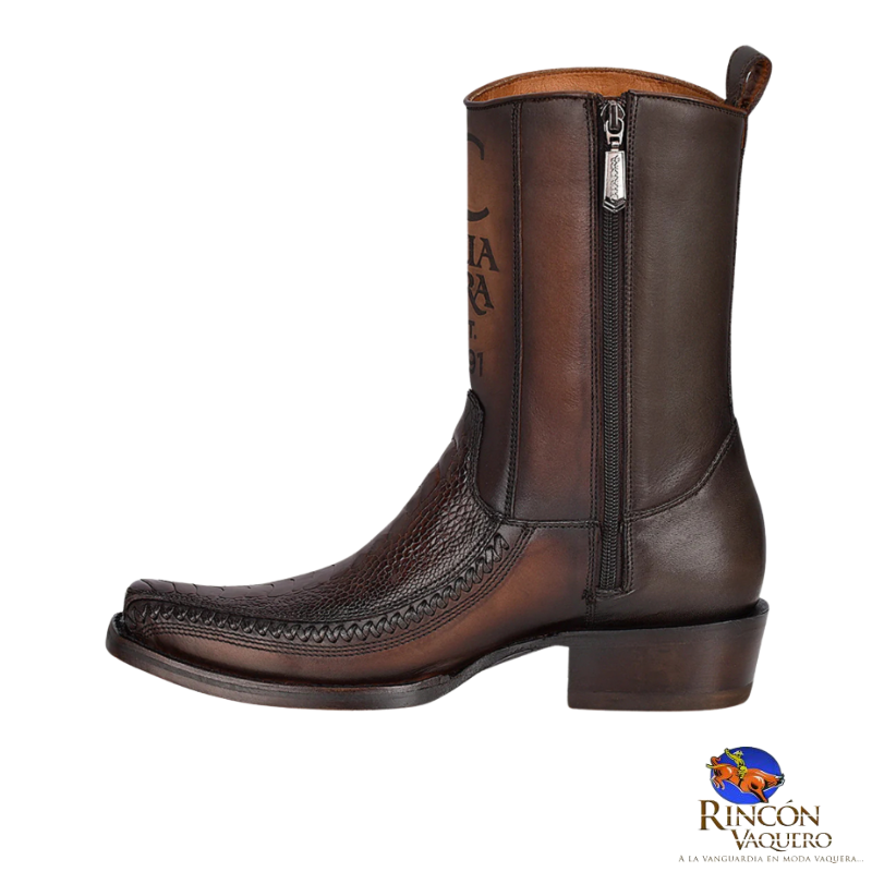Bota casual en piel genuina de pata de avestruz para caballero