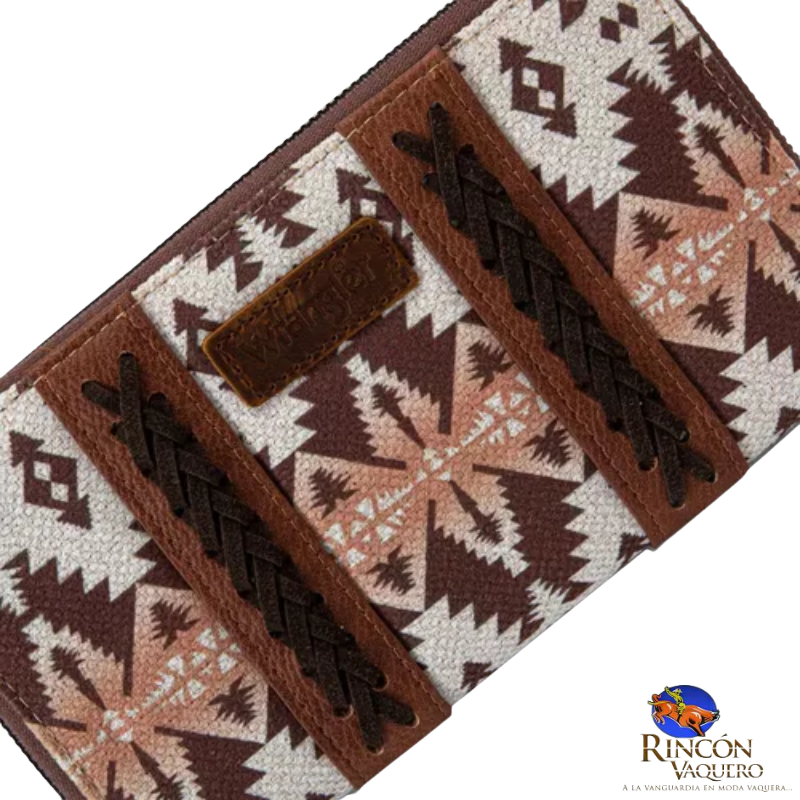 Cartera con estampado artístico Wrangler Southwestern, color beige