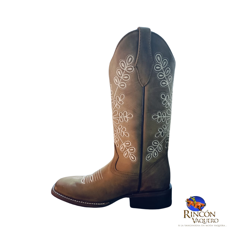 Bota western para dama en piel genuina