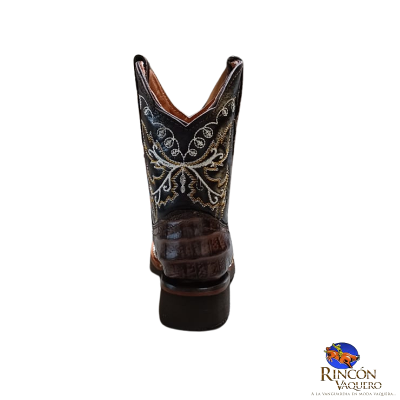 Bota rodeo para niño con grabado cocodrilo