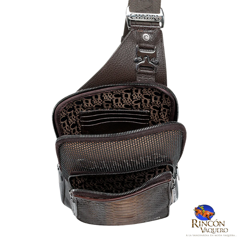 Bandolera en piel genuina de pitón para caballero