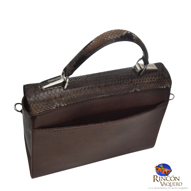 Bolsa Cuadra en Piel Genuina de Pitón