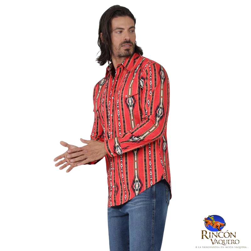 Camisa Vaquera Wrangler Hombre Checotah Regular Manga Larga 717