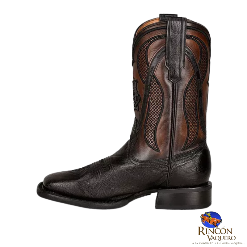 Bota rodeo en piel genuina de panza de avestruz para caballero