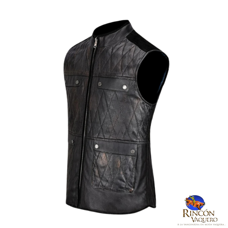 Chaleco reversible en piel genuina de ovino para caballero