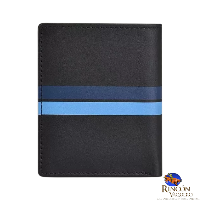 Billetera Compacta Para Caballero En Piel Genuina Negro