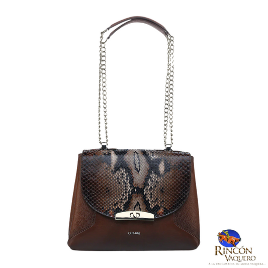 Crossbody en piel genuina de pitón para dama